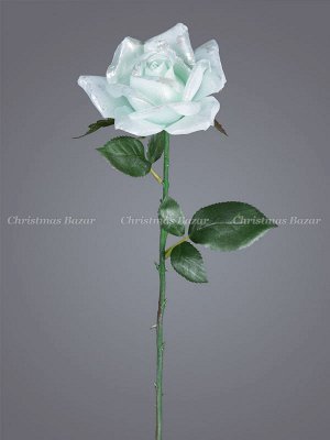 Роза "Зимняя мята" на зеленом стебле с листочками, 52 см