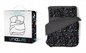 "Uniqcute" Комплект постельного белья "Конфетти" 1,5сп, 50х70см, цв.черный, поплин