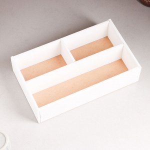 Ящик деревянный 20.5x34.5x10 см подарочный комодик, белая кисть