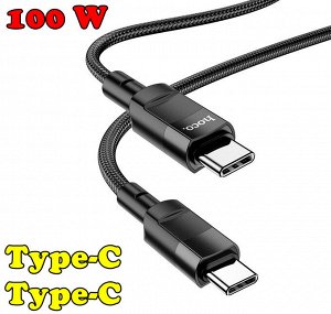 Кабель зарядный USB HOCO U106 Moulder, Type-C to Type-C 100W Black нейлон