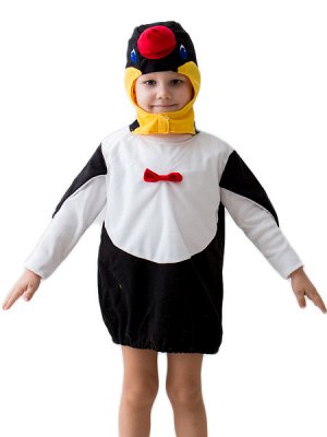 Пингвин Шапка застегивается на шее на липучке, балахон с крыльями, живот набивной