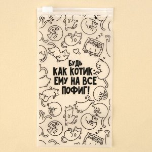 Пакет для путешествий "Будь как котик", 14 мкм, 9 х 16 см