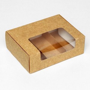 Коробка складная, под 3 эклера, крафт, 20 x 15 x 6 см
