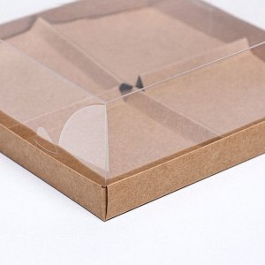 Коробка для муссовых пирожных 4 штуки, 17x17x6 Крафт