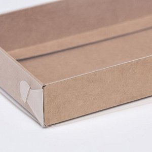 Кондитерская упаковка, крафт с PVC крышкой, 18 х 10 х 3 см