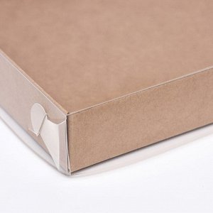 Кондитерская упаковка, крафт с PVC крышкой, 16 х 16 х 3 см