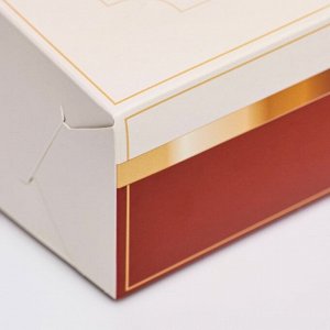 Коробка складная с окном под зефир "Золотой бант", 25 х 15 х 7 см