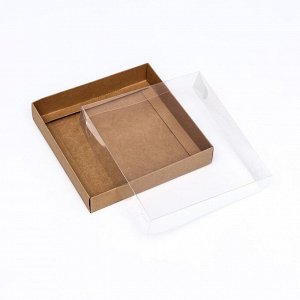 Кондитерская упаковка, крафт с PVC крышкой, 16 х 16 х 3 см