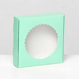 UPAK LAND Подарочная коробка сборная с окном, зелёный, 11,5 х 11,5 х 3 см