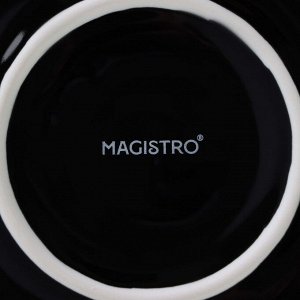 Набор посуды Magistro La palla, 7 предметов: тарелка d=23 см, 2 тарелки d=23.2 см, 2 тарелки 1000 мл, 2 салатника 1000 мл, фарфор, чёрный