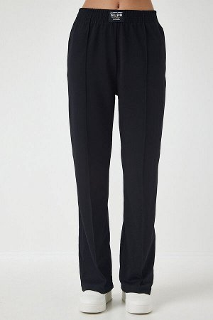 Женские черные эластичные удобные тканые спортивные брюки AN00165