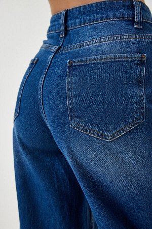Женские синие мешковатые джинсовые брюки с завышенной талией UT00006