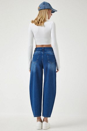 Женские синие мешковатые джинсовые брюки с завышенной талией UT00006
