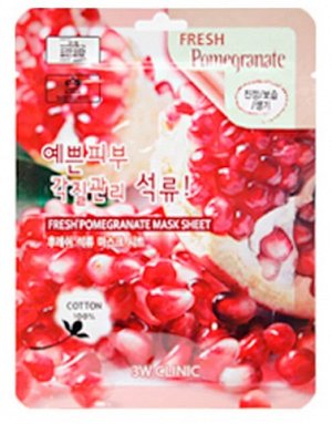 Маска 3W CLINIC тканева для лица ГРАНАТ Fresh Pomegranate Mask Sheet (Ю.Корея)