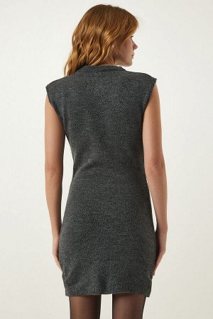 Женское темно-серое мини-трикотажное платье YY00198