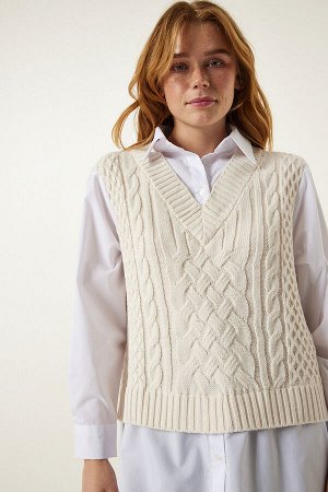Женская рубашка-свитер оверсайз кремового цвета KJ00001