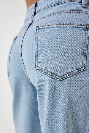 Женские мешковатые джинсовые брюки ледяного синего цвета с высокой талией UT00006