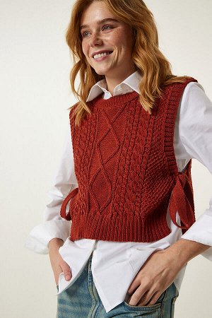 Женский укороченный трикотажный свитер с плиточным мотивом MW00131