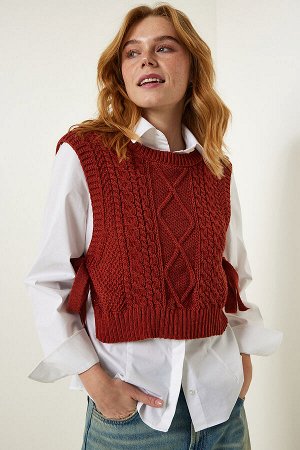 Женский укороченный трикотажный свитер с плиточным мотивом MW00131