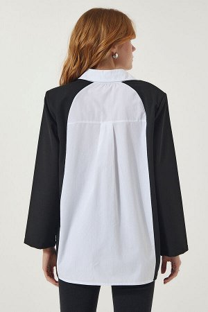 Женская черно-белая куртка в стиле оверсайз, дизайнерская рубашка KJ00006