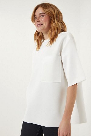 Женская белая трикотажная футболка с аквалангом с молнией сзади KJ00007
