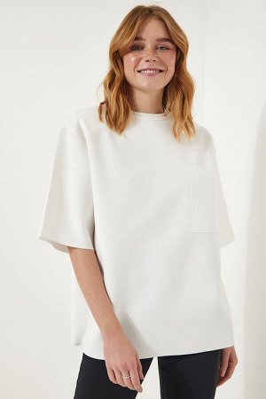 Женская белая трикотажная футболка с аквалангом с молнией сзади KJ00007