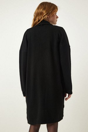 Женское черное трикотажное платье с карманами, костюм-кардиган YY00194