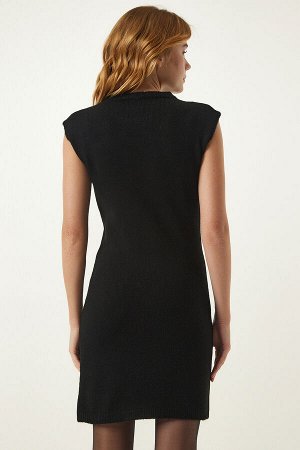 Женское черное мини-трикотажное платье YY00198