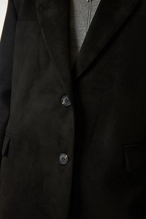 Женский черный замшевый пиджак премиум-класса FN03167
