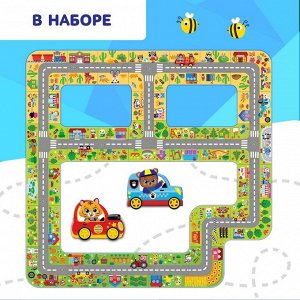 Гигантский пазл - дорога, 2 машинки, 27 крупных деталей