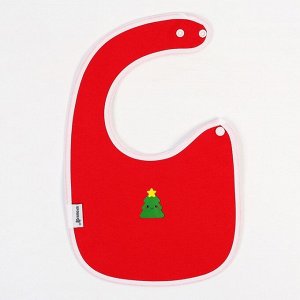 Нагрудник для кормления, новогодний, Happy, на липучке, Крошка Я, МИКС