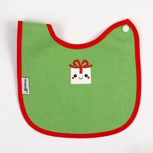 Нагрудник для кормления, новогодний, Happy, на липучке, Крошка Я, МИКС