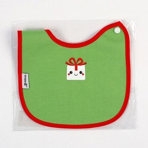 Нагрудник для кормления, новогодний, Happy, на липучке, Крошка Я, МИКС