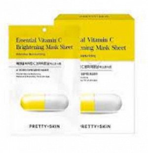 PrettySkin Маска для лица тканевая осветляющая с витамином С Mask Sheet Essential Vitamin C Brightening, 25 мл