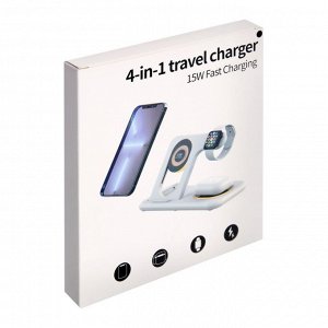 Беспроводное зарядное устройство 3 в 1 Y36, 15 W, складная, подсветка, USB, Type-C, белая