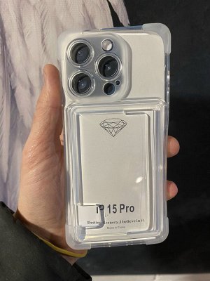 Силиконовый прозрачный чехол для Iphone Card Case с карманом для карты и защитой камеры