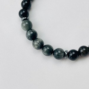 Браслет из золотистого Обсидиана и Соколиного глаза
