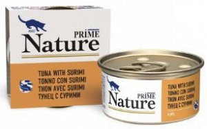 PRIME NATURE влажный корм для кошек Тунец с сурими в желе 85гр