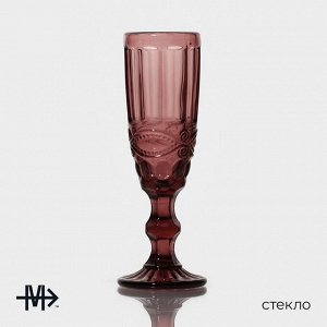 Набор бокалов из стекла для шампанского Magistro «Ла-Манш», 160 мл, 7x20 см, 2 шт, цвет розовый