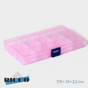 Органайзер для хранения пластиковый RICCO, 15 ячеек, 17,5x10x2,2 см, цвет МИКС