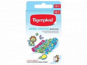 Тайский детский пластырь с рисунками Tigerplast Animal Kingdom для наклейки на раны, упаковка 8 шт.