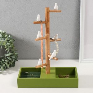 Подставка для украшений «Птички на дереве», зелёный, 24x12x32 см