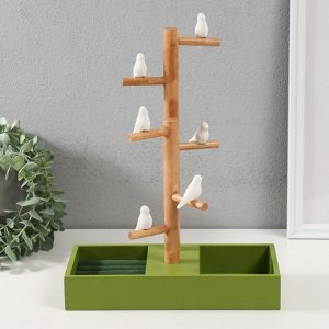 Подставка для украшений «Птички на дереве», зелёный, 24x12x32 см