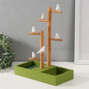 Подставка для украшений «Птички на дереве», зелёный, 24x12x32 см