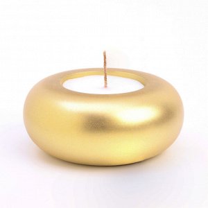 Свеча "Полноторие. Мрамор" в подсвечнике из гипса большой, 11х5 см,золото