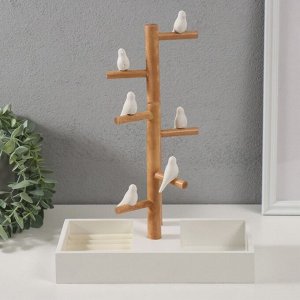 Подставка для украшений «Птички на дереве», белый, 24x12x32 см