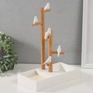 Подставка для украшений «Птички на дереве», белый, 24x12x32 см