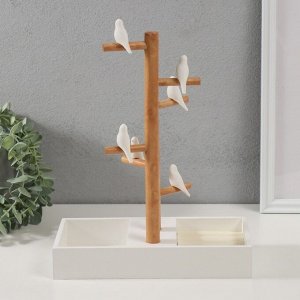 Подставка для украшений «Птички на дереве», белый, 24x12x32 см
