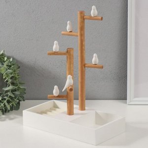 Подставка для украшений «Птички на дереве», белый, 24x12x32 см
