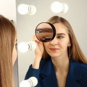 Зеркало макияжное, увеличение ? 10, на присосках, d = 9 см, цвет чёрный